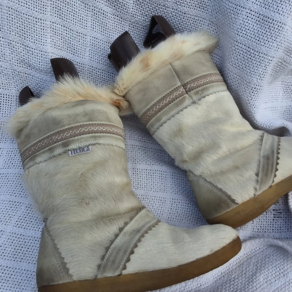 Tecnica vintage after ski calf/ goathair snow boots 6